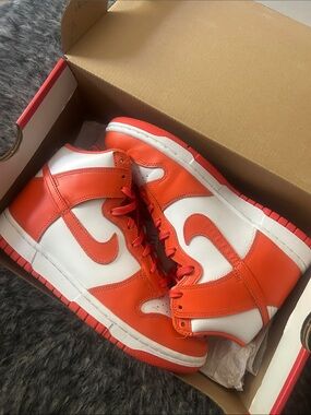 Nike High-Top Sneakers in Orange and White Syracuse color way